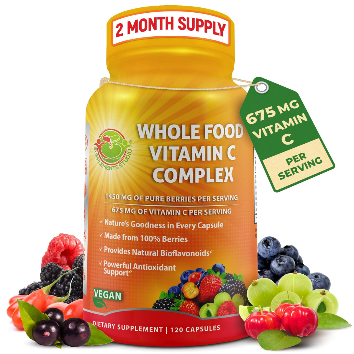 Organic Whole Food Vitamin C Complex - 675 mg Vitamin C per Serving -