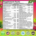 Supplement facts label for a women's multivitamin with 60 capsules per bottle. Highlights include vitamins A, C, D3, E, B-complex, iron, magnesium, probiotics, and organic superfood blend. Also labeled vegan, non-GMO, gluten-free, third-party tested, and made in a GMP-certified facility.
