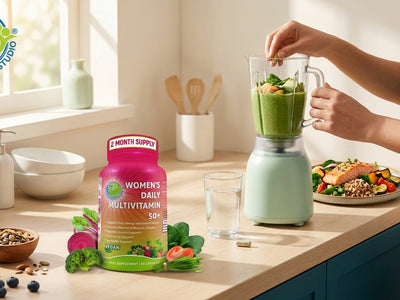 Easy to Swallow Vegan Daily Multivitamin for Women 50+ with Biotin, Eye and Gut Support & Superfoods