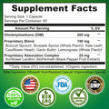DIM supplement supplements facts table, serving size 1 capsule, serving per container 60