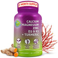 Plant-Based Calcium 500mg (Aquamin), Magnesium, Zinc, D3 & K2, Organic Turmeric & BioPerine