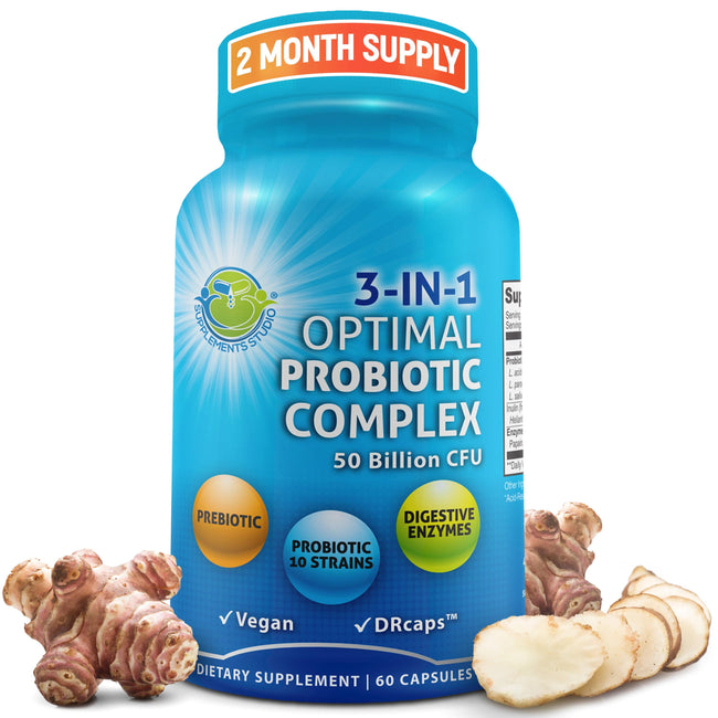 3-In-1 Probiotics with Digestive Enzymes and Prebiotic for Women and Men