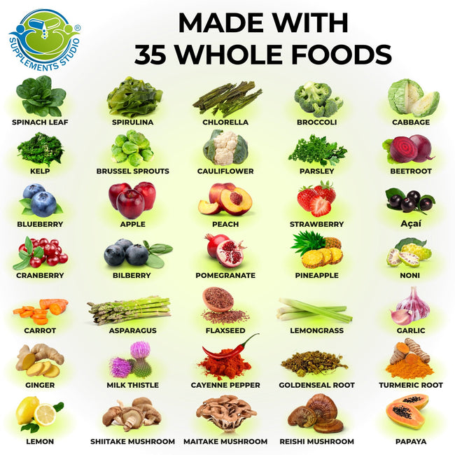 our whole food multivitamin made with 35 whole foods