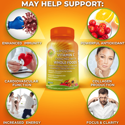 Liposomal Supplements Liposomal Vitamin C Powder Capsules 1500mg - 180 Count