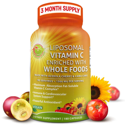 Liposomal Supplements Liposomal Vitamin C Powder Capsules 1500mg - 180 Count