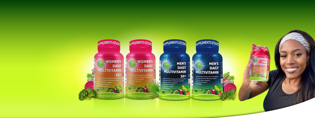 image showcasing our mens & womens multivitamins for men & women and men & women 50+