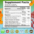 Plant-Based Calcium 500mg (Aquamin), Magnesium, Zinc, D3 & K2, Organic Turmeric
