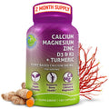 Plant-Based Calcium 500mg (Aquamin), Magnesium, Zinc, D3 & K2, Organic Turmeric