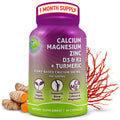 Plant-Based Calcium 500mg (Aquamin), Magnesium, Zinc, D3 & K2, Organic Turmeric