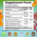 Plant-Based Calcium 500mg (Aquamin), Magnesium, Zinc, D3 & K2, Organic Turmeric