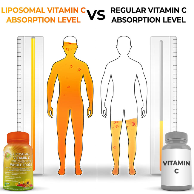 Liposomal Vitamin C Powder Capsules 1500mg - 180 Count